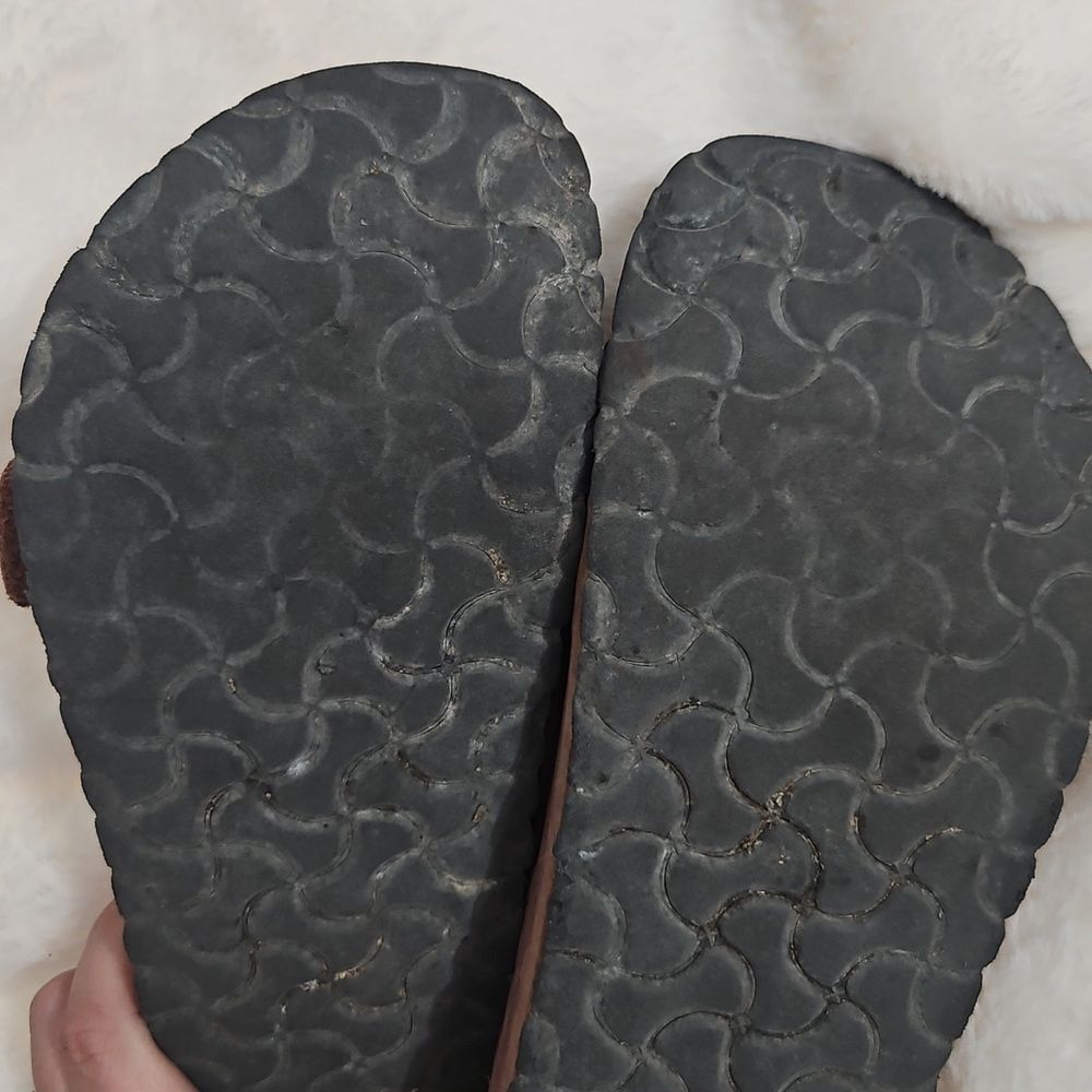 Birkenstock Arizona Pink Brown Leather Sandals Size 38, L7 Well Worn - Picture 8 of 13